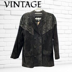 🧥 Vintage Black Suede Jacket from the 80s/90s 🧥